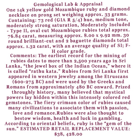 🌟SOLD!🌟Mozambique Ruby 14K Diamond Necklace - Picture 8 of 8